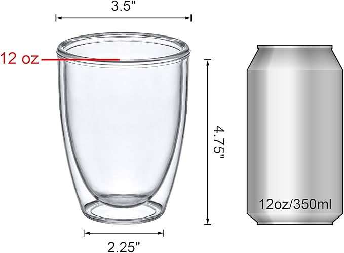 Amazing Abby Andes 12-Ounce Insulated Tumblers (Set of 4), Double-Wall Reusable Cups, BPA-Free, Shatter-Proof, Dishwasher-Safe