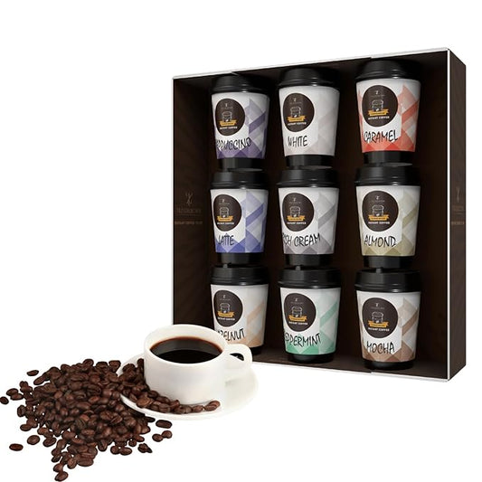 Coffee Gifts - Instant Coffee Gift Set For Men, 9 Flavoured, Coffee Lover Gifts |Coffee Gifts For Women, Men |Coffee Sampler Gift Set |Coffee Hamper Gifts |Gifts For Men & Women