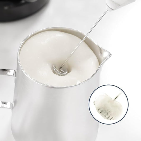 Powerful Milk Frother Handheld Foam Maker, Mini Whisk Drink Mixer for Coffee, Cappuccino, Latte, Matcha, Hot Chocolate, No Stand, Marble