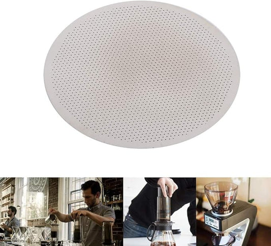 Solid Stainless Steel Mesh Coffee Filter, Reusable Metal Percolator Disc Coffee Pot Filters, Silvery French Press Filter for Home Kitchen Fine And Ultra-Fine Coffee Makers