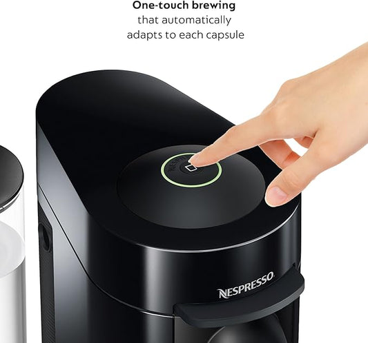 Nespresso VertuoPlus Coffee and Espresso Machine by De'Longhi with Milk Frother, Ink Black