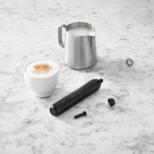 Sur La Table Rechargeable Milk Frother & Whisk, Black
