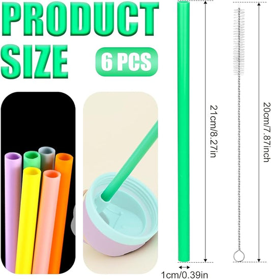 6pcs Replacement Straws for Owala, Reusable Plastic Straws with Cleaning Brush Tumbler Accessories Parts for Owala FreeSip Insulated Water Bottle 24oz 32oz (6 Colors)