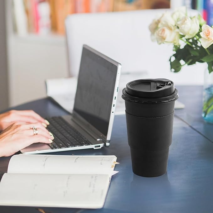 SIUQ 500 Pack 16 oz Disposable Coffee Cups with Lids and Sleeves, To Go Paper Cups, Hot & Cold Drinking Cups for Tea, Coffee, Water, Hot Chocolate, Paper Coffee Cups Ideal for Home,Cafes,Store