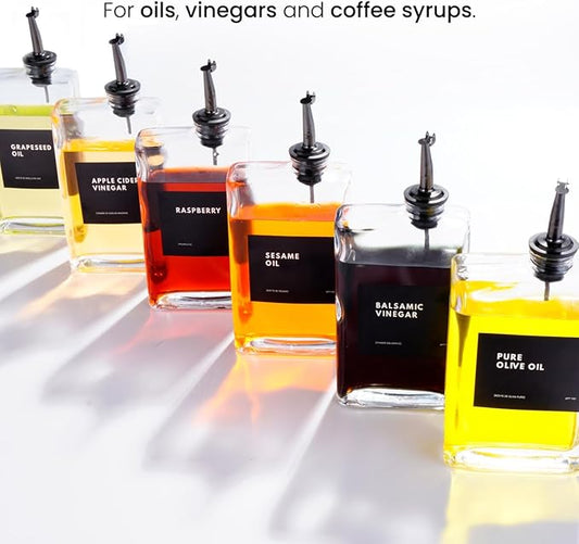 APT 1101 Olive Oil Dispenser for Kitchen, Cooking Oil and Vinegar Dispenser Set, Olive Oil Bottle, Soy sauce dispenser, coffee syrup bottles - 2 pcs, Black