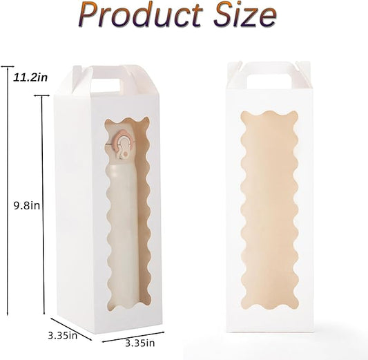Hzzycaxli 20Pcs Tumbler Gift Box with Handle for 18oz 20oz 30oz Sublimation Glass,Cup boxes for packaging 16oz, Water bottle gift boxes,Tumbler Packaging Boxes with window for gifts(White)