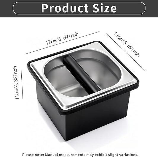 Espresso Knock Box,Large capacity Stainless Steel coffee knock box,espresso grounds knock box Suitable for use in cafés and homes(7.28 x 6.8 x 4.25 inch)