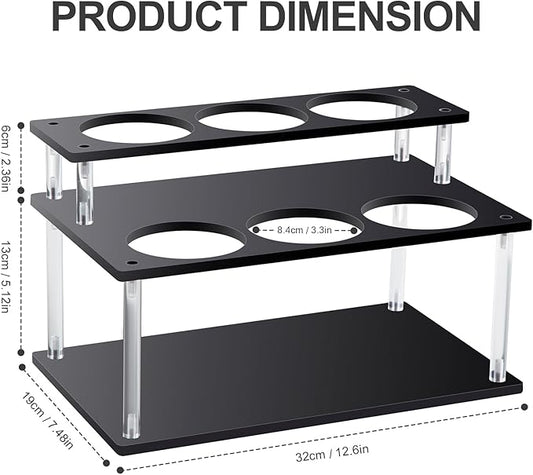 ODPEOZT Acrylic Coffee Syrup Organizer, 2 Tier Coffee Syrup Rack (6 Bottle Capacity), Syrup Bottle Holder Stand for Coffee Bar, Kitchen Countertop Syrups, Condiments and Wine (Black)