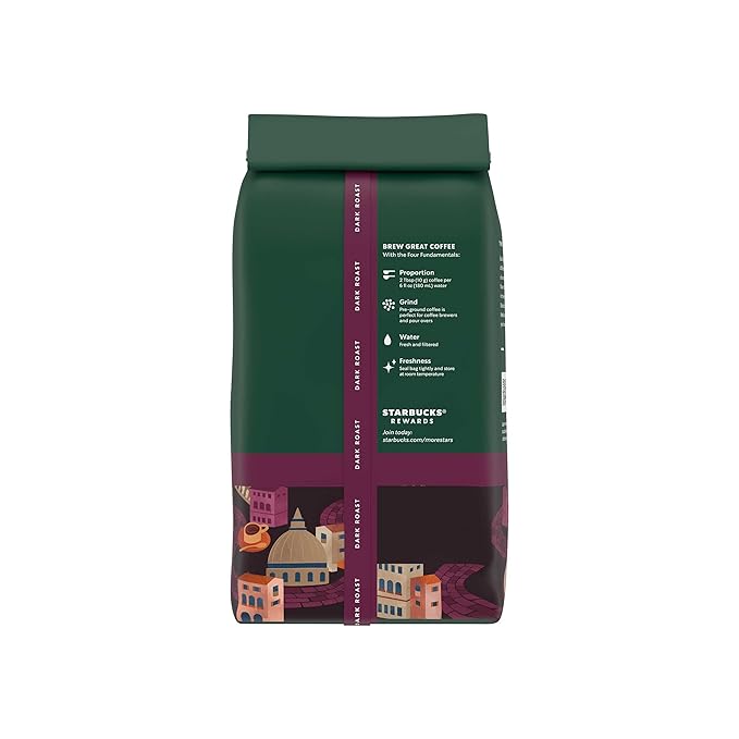Starbucks Ground Coffee, Dark Roast Coffee, Italian Roast, 100% Arabica, 1 bag (18 oz) (Pack of 2)