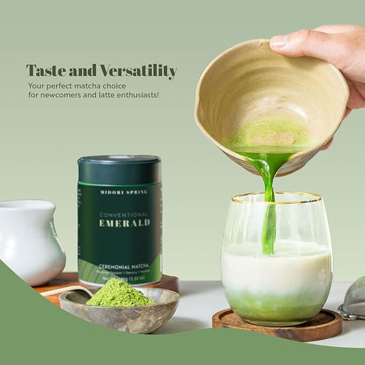 Midori Spring EMERALD - Ceremonial Matcha, Premium Conventional Japanese Matcha Powder 100g