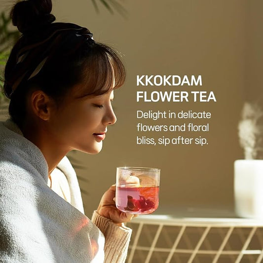 KKOKDAM Fruit & Flower Loose Leaf Tea Sampler - Refresh Flower Water Sampler - Fancy Korean Tea Gift - Premium Loose Leaf Tea Sampler for Men & Women - 3 Flavors, 2 each - 6 Count