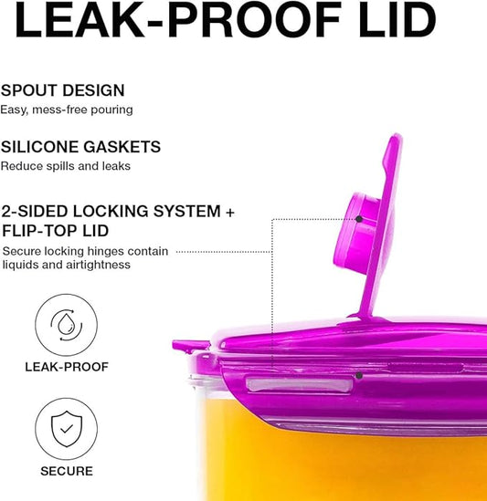 LocknLock Aqua Fridge Door Water Jug with Handle BPA Free Plastic Pitcher with Flip Top Lid Perfect for Making Teas and Juices, 2 Quarts, Purple