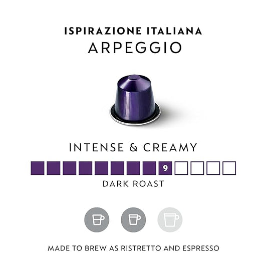 Nespresso Capsules Original, Arpeggio, Dark Roast Espresso Coffee, 50-Count Espresso Pods