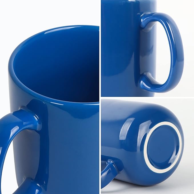 Smilatte 20 OZ Large Coffee Mug, M016 Plain Ceramic Boss Big Tea Cup with Handle for Dad Men, Blue