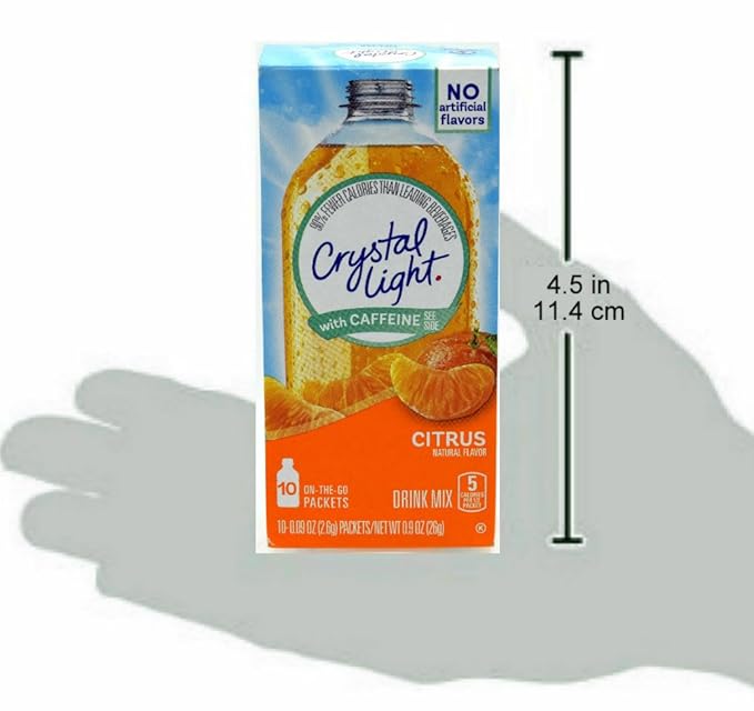 Crystal Light On The Go Citrus With Caffeine Drink Mix, 10-Packet Box (Pack of 15)