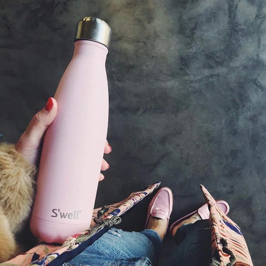 S'well Stainless Steel Water Bottle, 17oz, Pink Topaz, Triple Layered Vacuum Insulated Containers Keeps Drinks Cold for 36 Hours and Hot for 18, BPA Free, Perfect for On the Go
