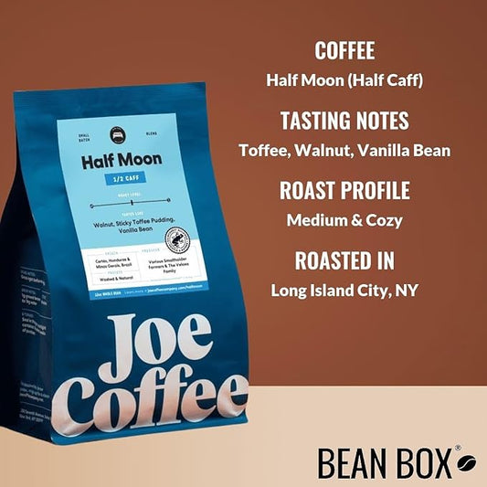 Half Moon Half Caff - Roasted by Joe Coffee Company - Whole Bean Coffee - 5 Pound Bag