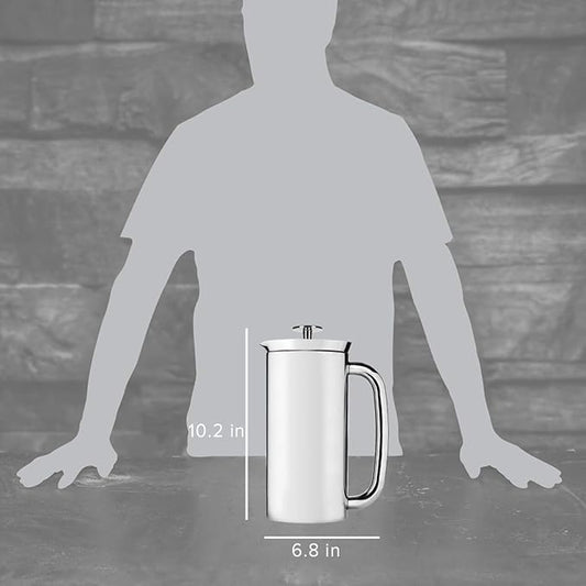 ESPRO P7 French Press Stainless Steel 304 – Patented Double Walled Micro-Filter Insulated French Press Coffee Maker, Grit-Free Brew - Heat Resistant Plastic Free Coffee Maker, Polished (32oz)