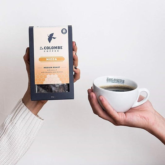 La Colombe Nizza Medium Roast Drip Grind Ground Coffee - Notes of Milk Chocolate, Nuts & Brownie with Honey-Sweet Roasted Nuttiness, 12 Ounce (Pack of 4)
