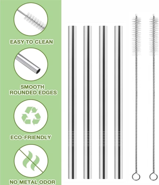 Stainless Steel Straw Replacement Fit for Owala Water Bottle 40oz, Metal Drinking Straw with Cleaner Brush Compatible with Owala FreeSip 40OZ