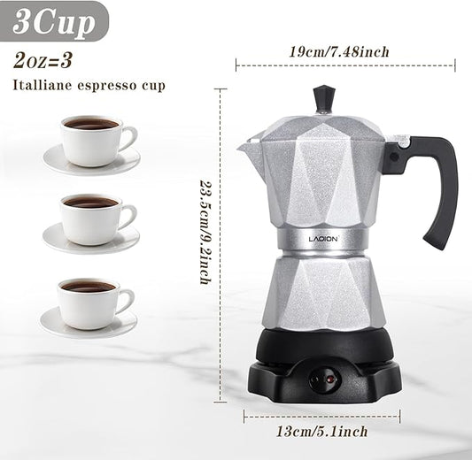 Single Serve Coffee Maker for K Cup & Ground Coffee, Electric Espresso Coffee Maker, Portable Cafeteras Electricas Modernas, Electric Moka Pot with Detachable Base & Overheat Protection (150ml)