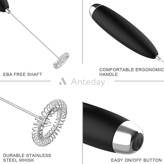 Electric Milk Frother Handheld, Quality Frother Wand for Coffee, Battery Operated (Not included) Drink Mixer Matcha Whisk, Functionality Foam Maker for Frappe Hot Chocolate, Cappuccino, Lattes