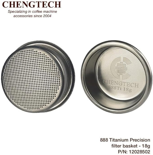 58mm 18g 888Ti Titanium Espresso Filter Basket – Precision 888 Holes, Straight-Walled Flat Bottom, Ridgeless for Balanced Extraction