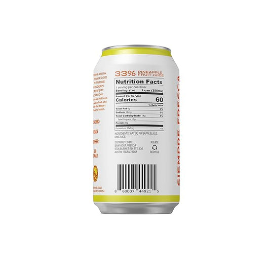 Bawi La Pina Sparkling Agua Fresca, 12 Pack - Pineapple Flavored Water, Plant-Based, Low Calorie, Less Sugar, Culturally-Rooted, Mexican Drink, Made in USA, Better-For-You Soda, Authentic Mexican Drink