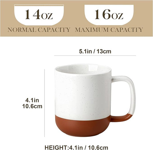 MALACASA Ceramic Coffee Mugs Set of 4, 16oz Coffee Cups, Modern Farmhouse Mugs for Coffee, Latte, Tea, Hot Chocolate, Cappuccino, Milk, Microwave & Dishwasher Safe, Khaki White, Series TARA