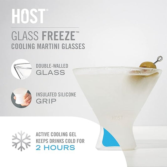Host Stemless Martini Glasses, Cocktail Glasses, Double Walled Insulated Drinking Glass, Frozen Cups to Keep Your Drinks Cold, Set of 2