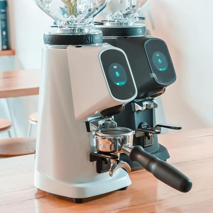 Fiorenzato All Ground Burr Grinder/Coffee Grinder for Home/Burr Coffee Ginder/Electric Coffee Ginder/Coffee Bean Grinder - 64mm flat burrs with Container - Made in Italy, Standard, White