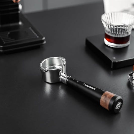 51mm Espresso Bottomless Portafilter with 2 Ear | Stainless Steel Basket and Black Aluminum Alloy Handle | Fits De’Longhi ECP3420 / EC155 / BCO430 / EC260 Espresso Machine | Accessories