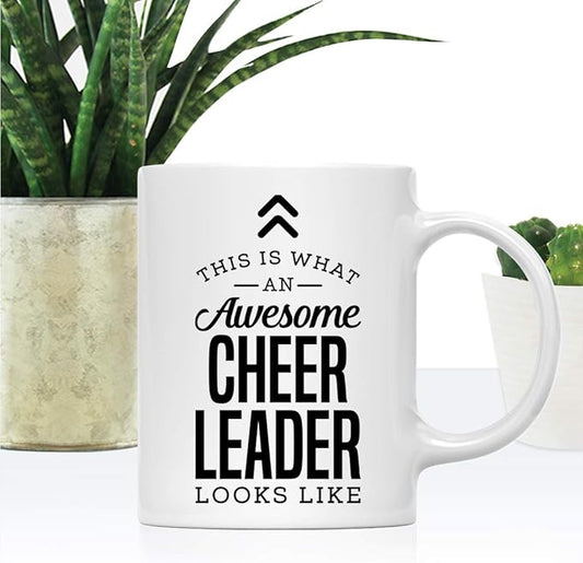 Andaz Press 11oz. Ceramic Coffee Tea Mug Thank You Gift, This is What an Awesome Cheer Leader Looks Like, 1-Pack, Birthday Christmas Gift Ideas Coworker Him Her, Includes Gift Box