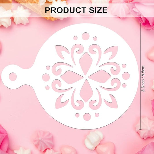 Konsait Cookie Template Stencil, 20 Pack Mandala Stencils for Coffee Cake Decorations, Reusable Template Stencils for Foam Barista Oatmeal Hot Chocolate Party Decoration Supplies Dot Painting Crafts