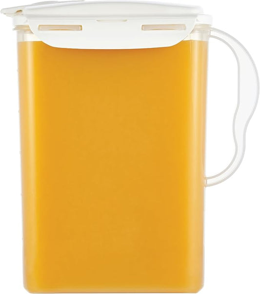 LocknLock Aqua Fridge Door Water Jug with Handle BPA Free Plastic Pitcher with Flip Top Lid Perfect for Making Teas and Juices, 3 Quarts, Ivory