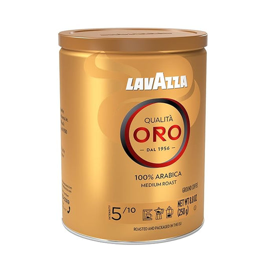 Lavazza Qualità Oro Ground Coffee, Medium Roast, 100% Arabica, 8.8 oz Tin (Pack of 6)