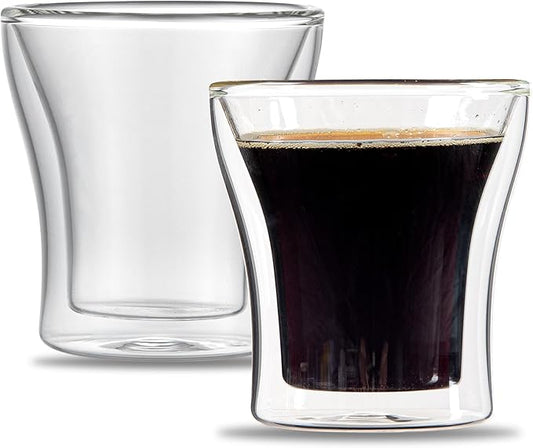 Restaurantware Espresso Shot Glasses 12 Case 3.38 Ounce Double Wall Insulated Borosilicate Glass Clear For Hot And Cold Beverages
