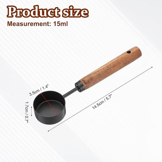 uxcell Measuring Spoon, 15ml Stainless Steel Coffee Scoop Spoon with with Wood Handle for Ground Coffee Tea Sugar Cooking Baking, Black