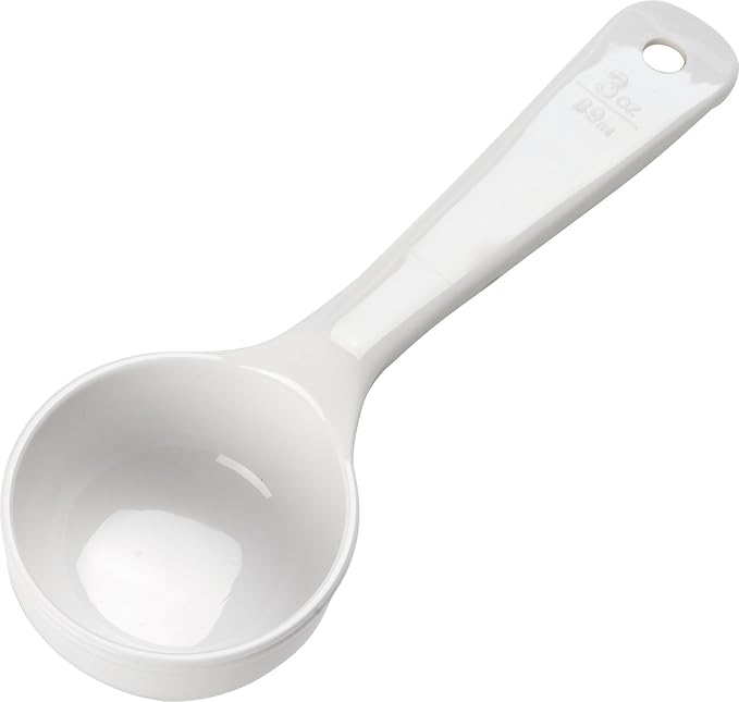 Carlisle FoodService Products Measure Miser Solid Measuring Spoon with Short Handle, 3 Ounces, White, 1 Count (Pack of 1)