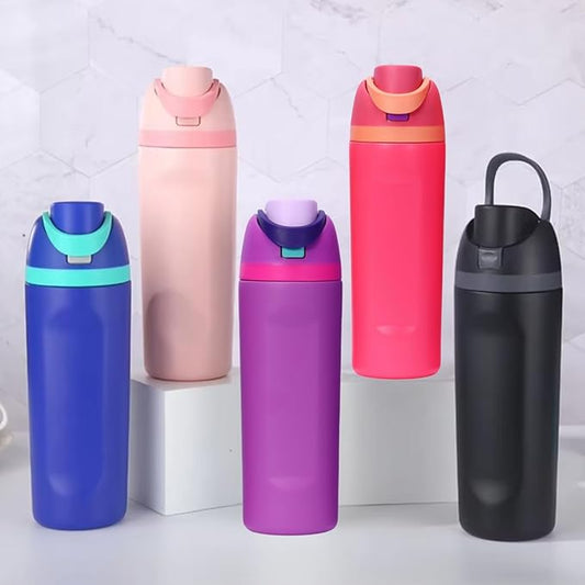 DUTHINGS Insulated Stainless Steel Water Bottle with Straw, 24 oz, Reusable Sports and Travel Bottle for School, Kids, and Outdoors - Leakproof and BPA-Free (FUCHSIA)