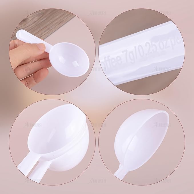 AUEAR, 5 Pack White Tablespoon Coffee Scoop Plastic Measuring for Fruit Powder Seed Spices