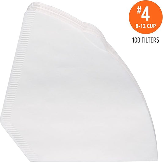 Amazon Basics Number 4 Cone Coffee Filters for 8-12 Cup Coffee Makers, White, 100 Count (Pack of 8)