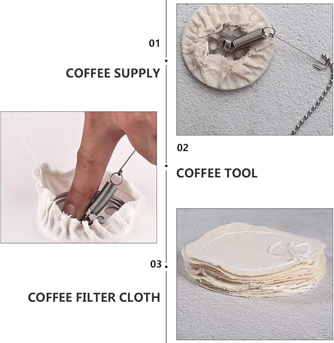 BESTonZON Reusable Coffee Filters for Coffee Maker Round Cotton Cloth Siphon Filter 4.13 Inch Eco-Friendly Replacement for Home & Office Brewing