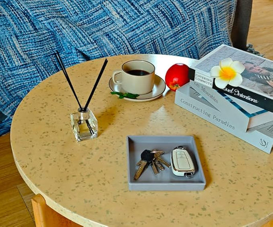 Small Square Serving Tray (5.9 inch), Durable Gray Tray for Desserts & Organization, Lightweight for Coffee, Drinks, Party, Seasoning, Perfume and Display.