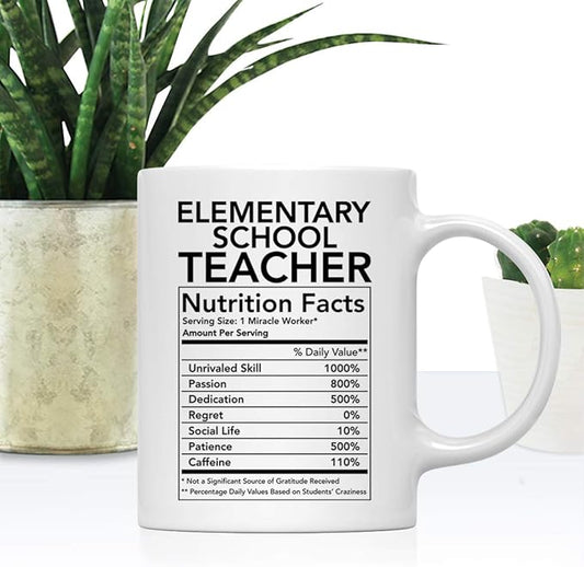 Andaz Press Funny 11oz. Ceramic Coffee Tea Mug Thank You Gift, English Teacher Nutritional Facts, 1-Pack