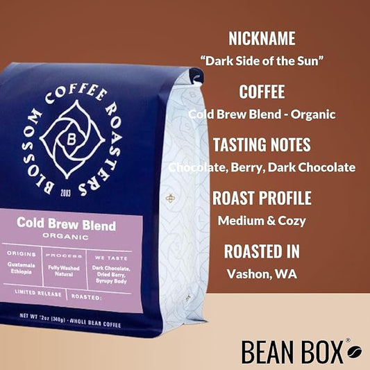 Cold Brew Blend - Organic - Roasted by Blossom Coffee Roasters - Freshly Ground Coffee - 12 Ounce Bag