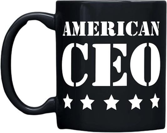 THE CEO Stylish Coffee Mug for Coffee Lovers - Premium Boss Mug with Gloss Finish - Premium Ceramic, Microwave Safe, 11oz Gift Mugs - Five Star American CEO (Black)