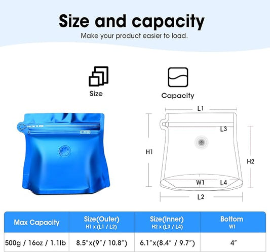 16oz 1lb 60pcs Coffee Bags with Valve,Vented Coffee Bag Barrier Bags Store Bags Coffee Packaging Coffee Storage Pouches Stand-up Bags for Food Diamond Shaped Need to Use Heat Sealing Machine(Blue)