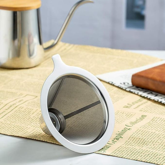 Upgraded Pour Over Coffee Filter, Coffee Dripper, Paperless Mess Stainless Steel Coffee Filter, Maker One to Two Cup Coffee, Easy to Use and Clean (2-4Cups)