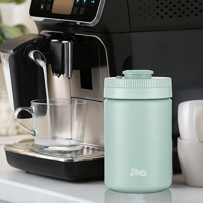 Bincoo Coffee Canister, Large Stainless Steel Coffee Bean Storage Container with Date Tracker (Green)